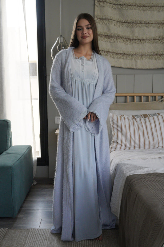 قميص قطيفة بروب فرو