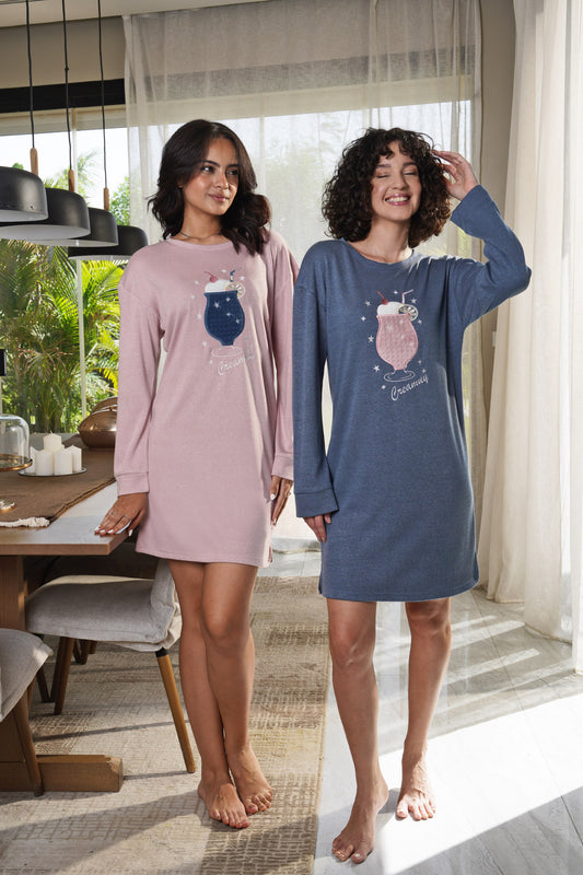 نايت شيرت قصير قطيفه ناعم