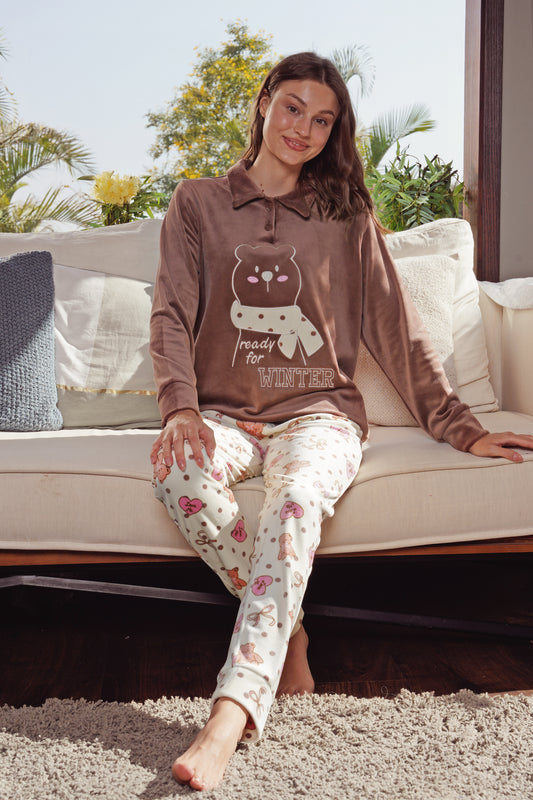 بيجامة قطيفة ناعم