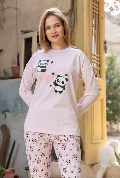 بيجامة حريمي قطن ليكرا